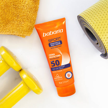 Babaria - Crème Solaire Sport SPF 50 Invisible – Résistante Eau & Transpiration