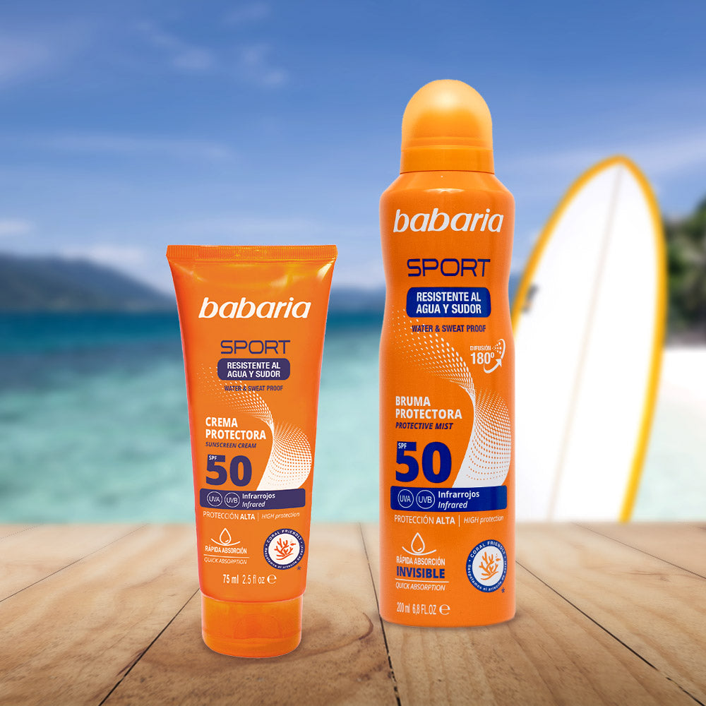 Babaria - Crème Solaire Sport SPF 50 Invisible – Résistante Eau & Transpiration