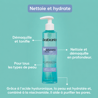 Babaria - Gel nettoyant visage à l’acide hyaluronique et niacinamide