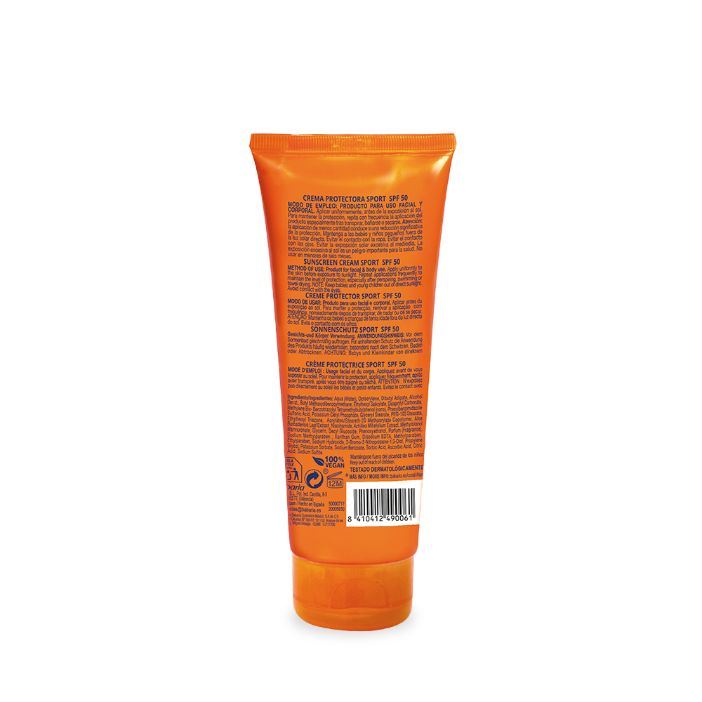 Babaria - Crème Solaire Sport SPF 50 Invisible – Résistante Eau & Transpiration